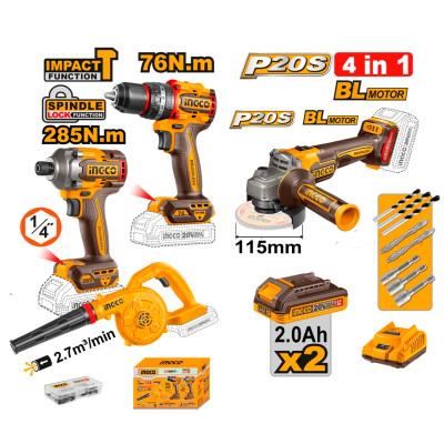 4 EN 1- ANTOR 285NM + PERCUTOR 76NM + ESMERIL + SOPLADORA1