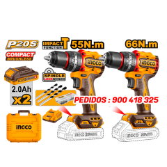 TALADRO PERCUTOR 55Nm + 66Nm 20v AICOS00088