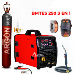 KIT MAQUINA SOLDADORA 3 EN 1 MIG,TIG,MMA 250Ah Baggio