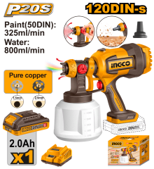 PISTOLA PARA PINTAR A BATERIA P20S 20V + BATERIA + CARGADOR + ACCESORIOS INGCO CSGLI20042
