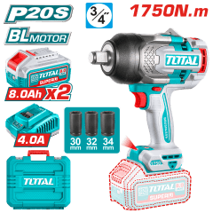 LLAVE IMPACTO BRUSHLESS 20V 1750NM 3/4’’ 2200BPM 2X8.0AH TOTAL