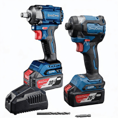 TALADRO PERCUTOR + LLAVE  1/2 358NM Dongcheng 20v 4ah brushless