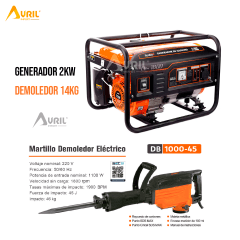 GENERADOR 2KW + DEMOLEDOR 14KG REDBO