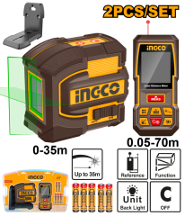 NIVEL LÁSER VERDE 35MTS + MEDIDOR DE DISTANCIA 70MTS