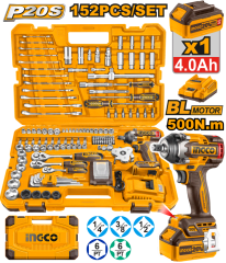 KIT SET 152 HERRAMIENTAS COMBINADAS C/LLAVE DE IMPACTO P20S 500NM