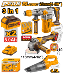 ROTOMARTILLO + AMOLADORA + ASPIRADORA - INGCO COSLI240785