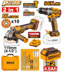 TALADRO PERCUTOR 96NM 20V + ESMERIL 1000W