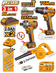 COMBO 3 EN 1 PERCUTOR 76NM + ATORN IMPACT 285NM + SOPLADORA