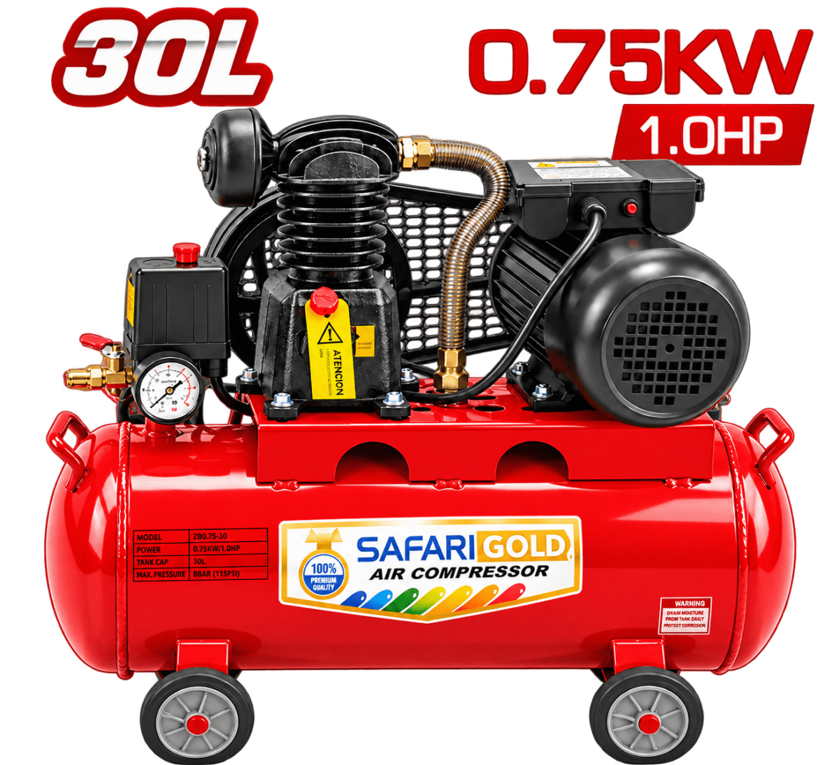 COMPRESORA DE FAJA 30L 1.0HP (0.75KW) 8BAR2