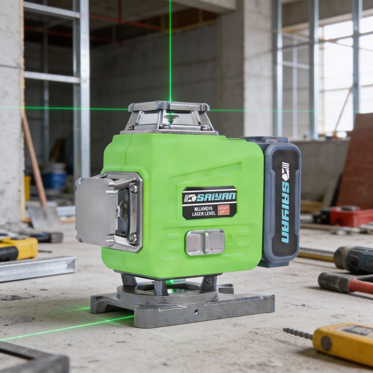 Nivel laser 16 lineas verdes autonivelante con base giratoria saiyan / nllvhd163