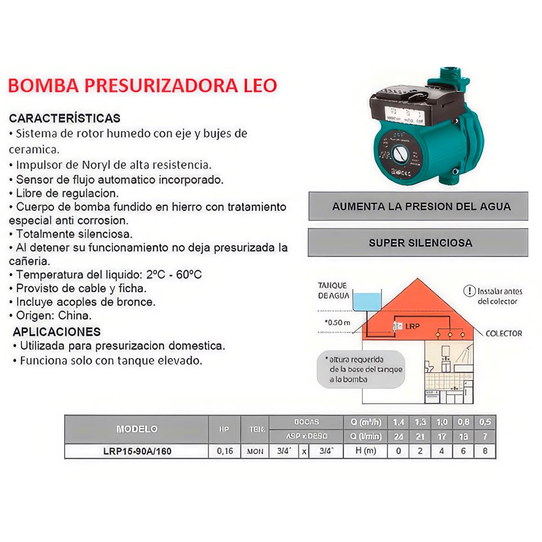 Bomba Presurizadora Automática Velocidad Fija LEO - LRP 15-90A4