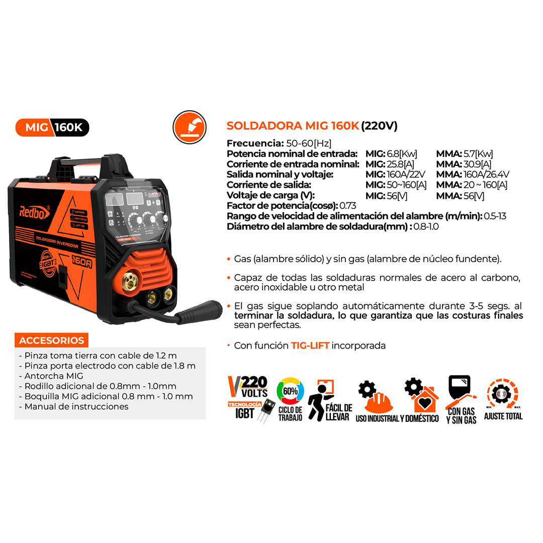 SOLDADORA INVERTER MIG 160K2