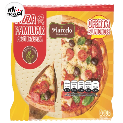 MASA  PIZZA  FAMILIAR  PREHORNEADA 500G MARCELO [2X250G]1