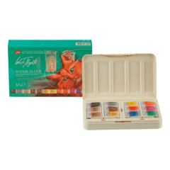 NEVSKAYA PALITRA,  Set Acuarelas White Nights 12 pans Animalistics, caja plastica