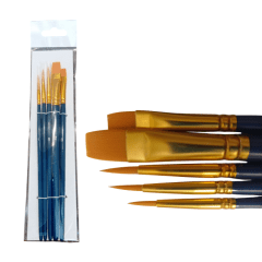 Set 5 Pinceles Mango Azul Inicio Martina