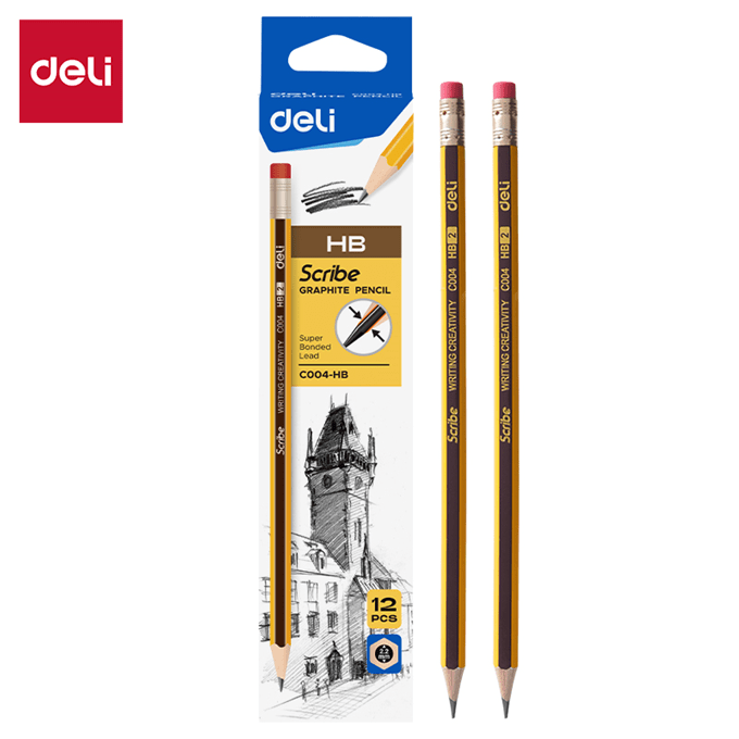 Deli, Caja 12 lapices grafito 2B  2,4 mm2