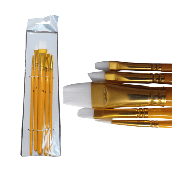 Set 5 Pinceles Variado Mango Amarillo Variado Martina1