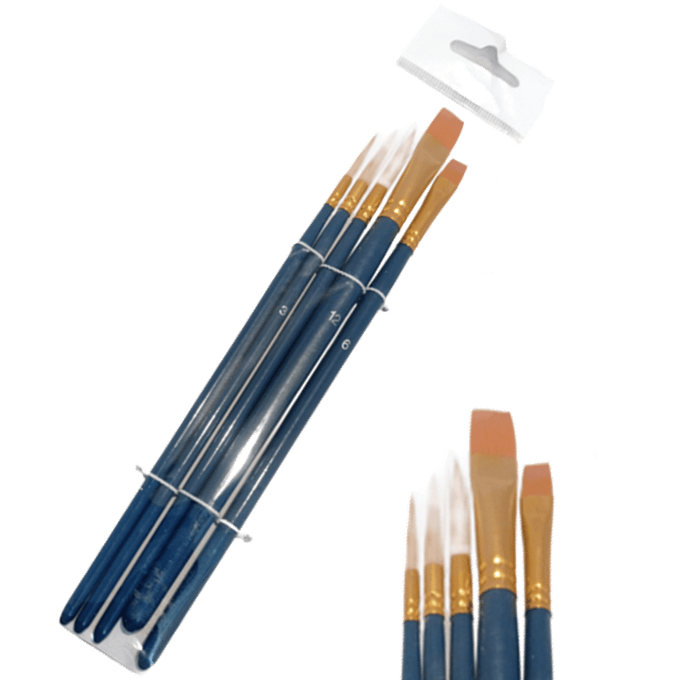 Set 5 Pinceles Mango Azul Inicio Martina