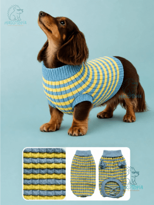 Sweater Tejido Mascota Azul - Amarillo1