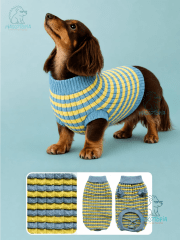 Sweater Tejido Mascota Azul - Amarillo