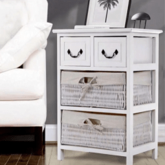 CAJONERA COMODA VIVANCO 4 CAJONES TELA BLANCO