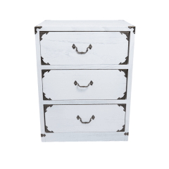 VELADOR DORMITORIO LUPE 3 CAJONES BLANCO RUSTICO