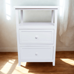 VELADOR DORMITORIO PALLAVICINI 2 CAJONES BLANCO
