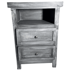 VELADOR DORMITORIO LIBRERO VICENZA 2 CAJONES GRIS RUSTICO