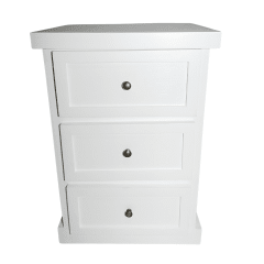 VELADOR DORMITORIO CATANIA 3 CAJONES BLANCO RUSTICO