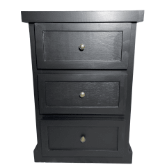 VELADOR DORMITORIO CATANIA 3 CAJONES NEGRO RUSTICO