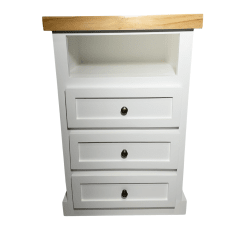 VELADOR DORMITORIO LIBRERO FERRARA 3 CAJONES BLANCO MADERA
