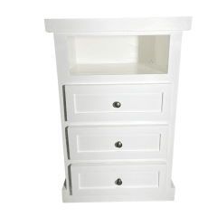 VELADOR DORMITORIO LIBRERO FERRARA 3 CAJONES BLANCO RUSTICO
