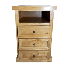 VELADOR DORMITORIO LIBRERO FERRARA 3 CAJONES MADERA BARNIZ