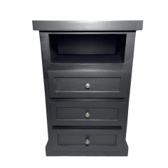 VELADOR DORMITORIO LIBRERO FERRARA 3 CAJONES NEGRO RUSTICO