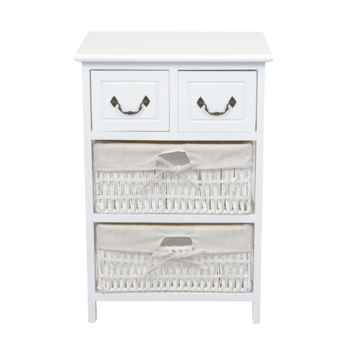 CAJONERA COMODA VIVANCO 4 CAJONES TELA BLANCO2