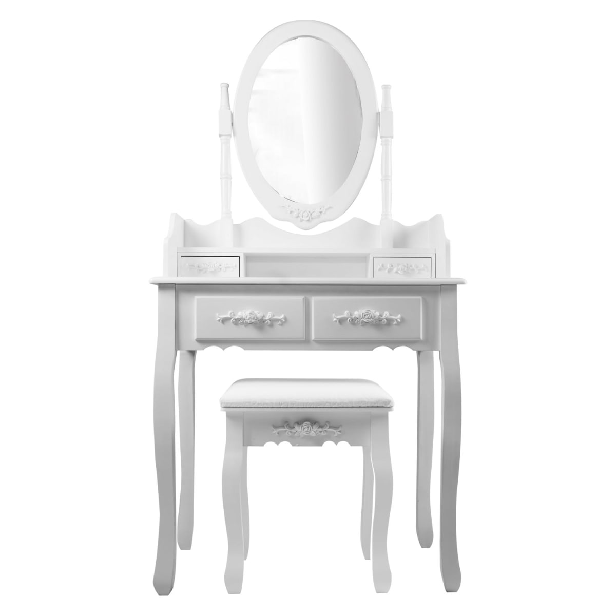 TOCADOR COMODA DE MAQUILLAJE MADERA BANCA + ESPEJO LORENZA2