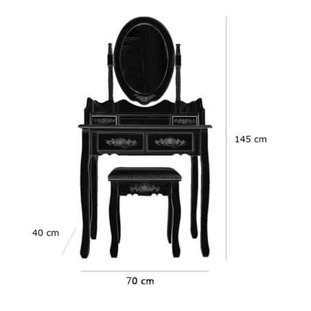 TOCADOR COMODA DE MAQUILLAJE MADERA BANCA + ESPEJO LORENZA6