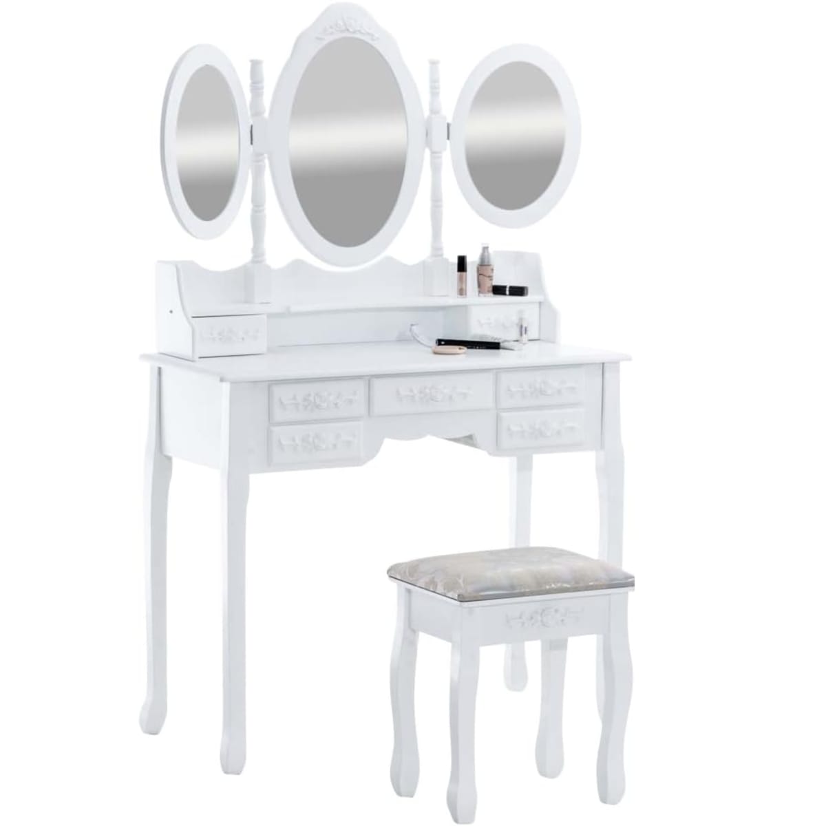 TOCADOR MAQUILLAJE MADERA BANCA + 3 ESPEJOS BLANCO DANIELLA2