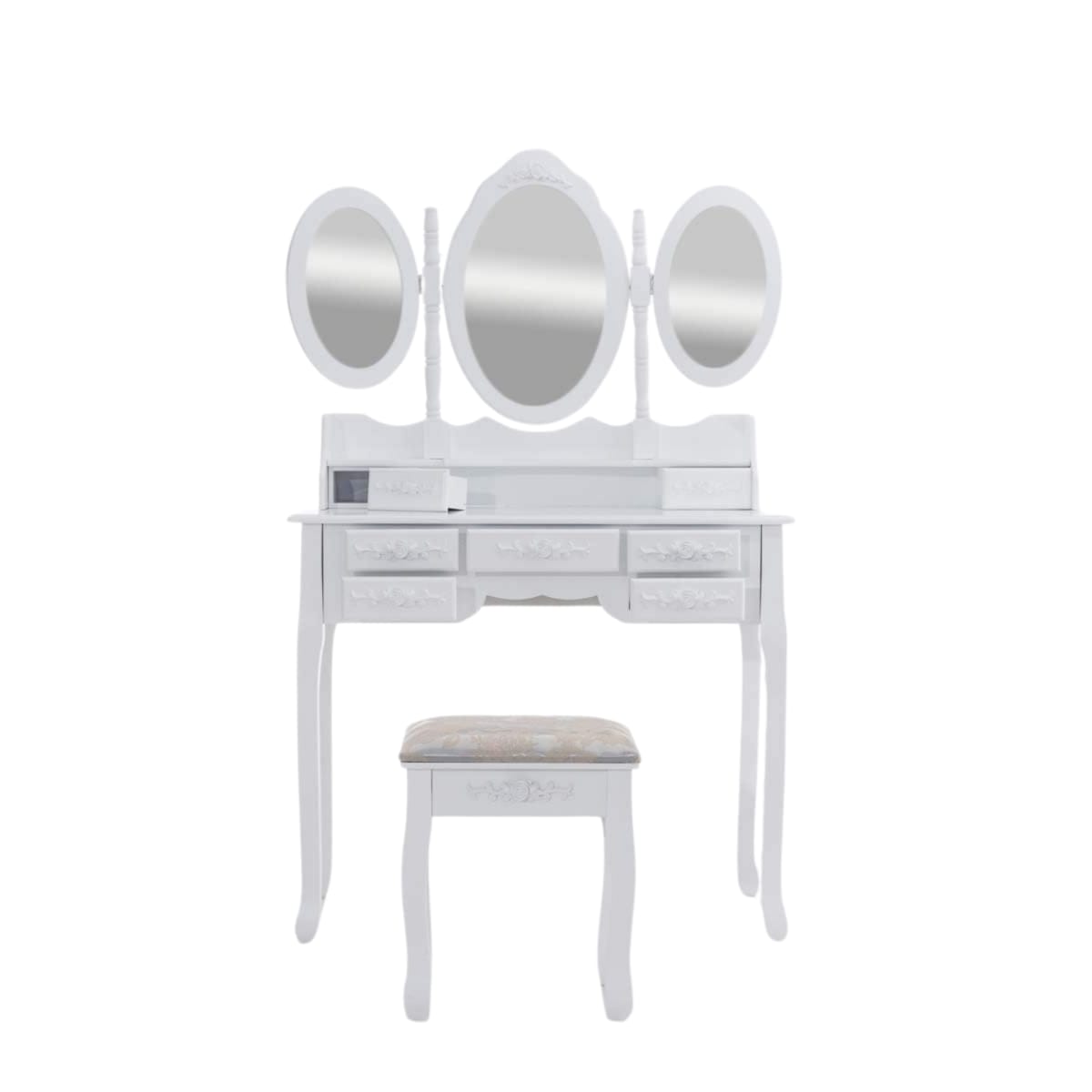 TOCADOR MAQUILLAJE MADERA BANCA + 3 ESPEJOS BLANCO DANIELLA3