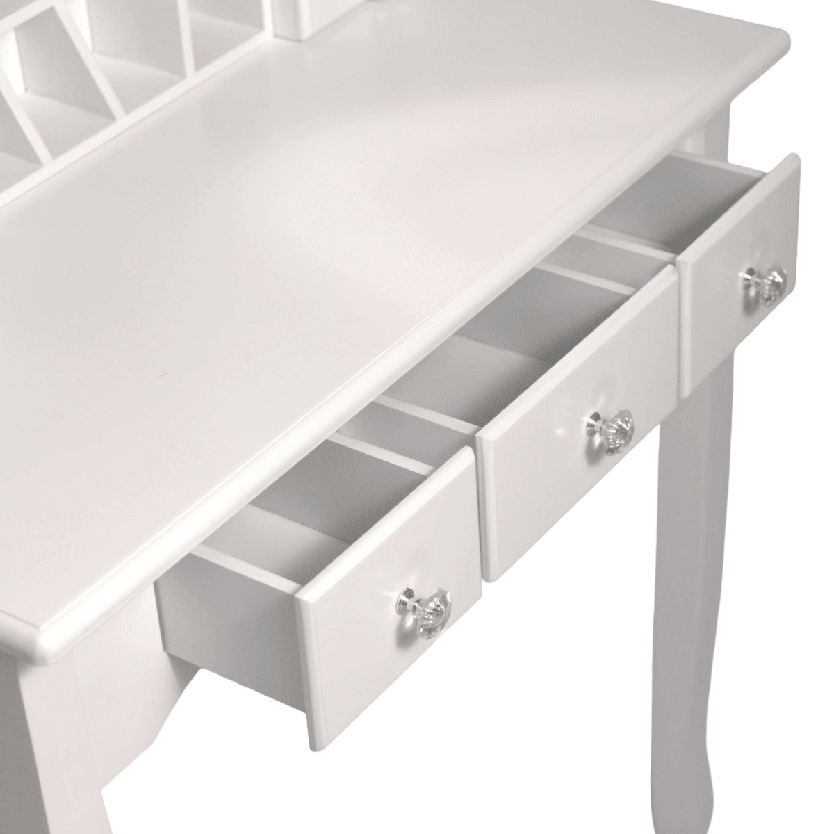 TOCADOR MAQUILLAJE MADERA BANCA + ESPEJO LUZ LED CATERINA2