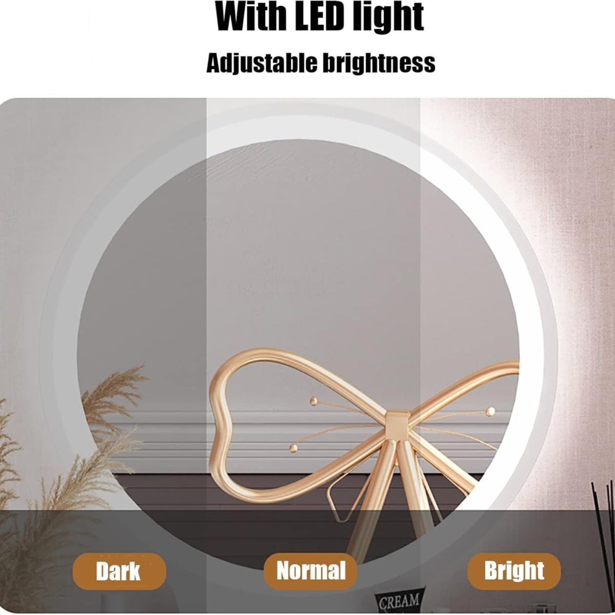 TOCADOR MAQUILLAJE MADERA BLANCO + ESPEJO LUZ LED COMPACT4