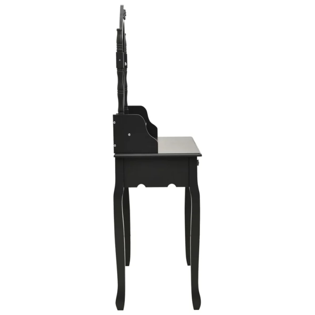 TOCADOR MAQUILLAJE MADERA NEGRO BANCA + ESPEJO VANESA3