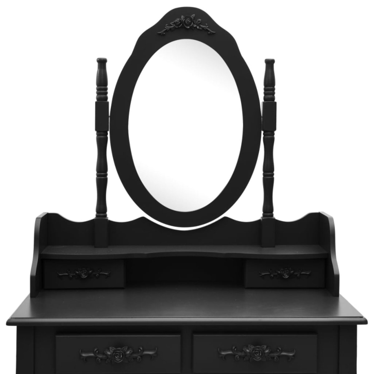 TOCADOR MAQUILLAJE MADERA NEGRO BANCA + ESPEJO VANESA4