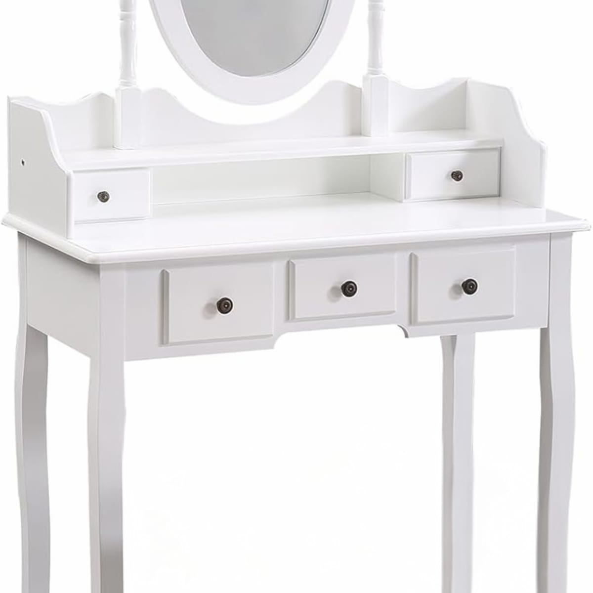 TOCADOR MAQUILLAJE MADERA BLANCO 5C BANCA + ESPEJO VICTORIA2