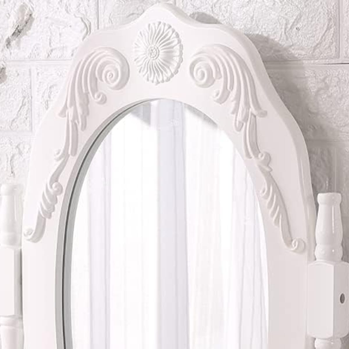 TOCADOR MAQUILLAJE MADERA BLANCO 5C BANCA + ESPEJO VICTORIA4