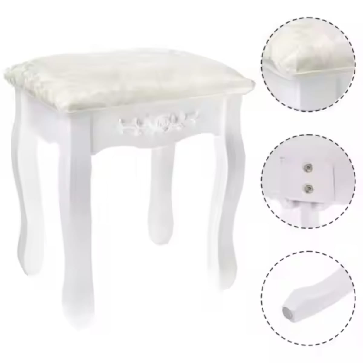 TABURETE DE TOCADOR MADERA BLANCO ROSE ANGELA2