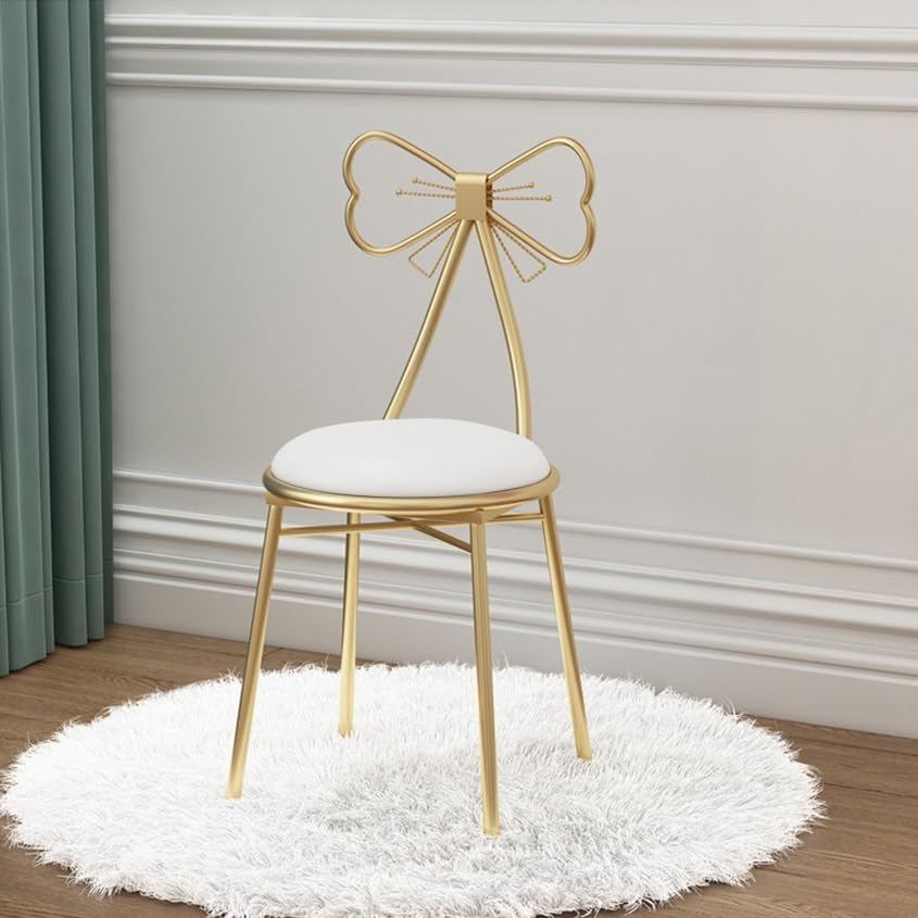 TABURETE SILLA METAL-CUERO DORADO BLANCO HADA2