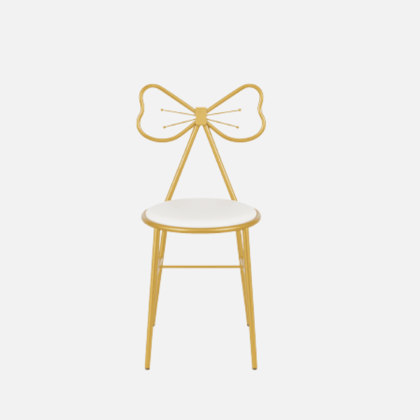 TABURETE SILLA METAL-CUERO DORADO BLANCO HADA3