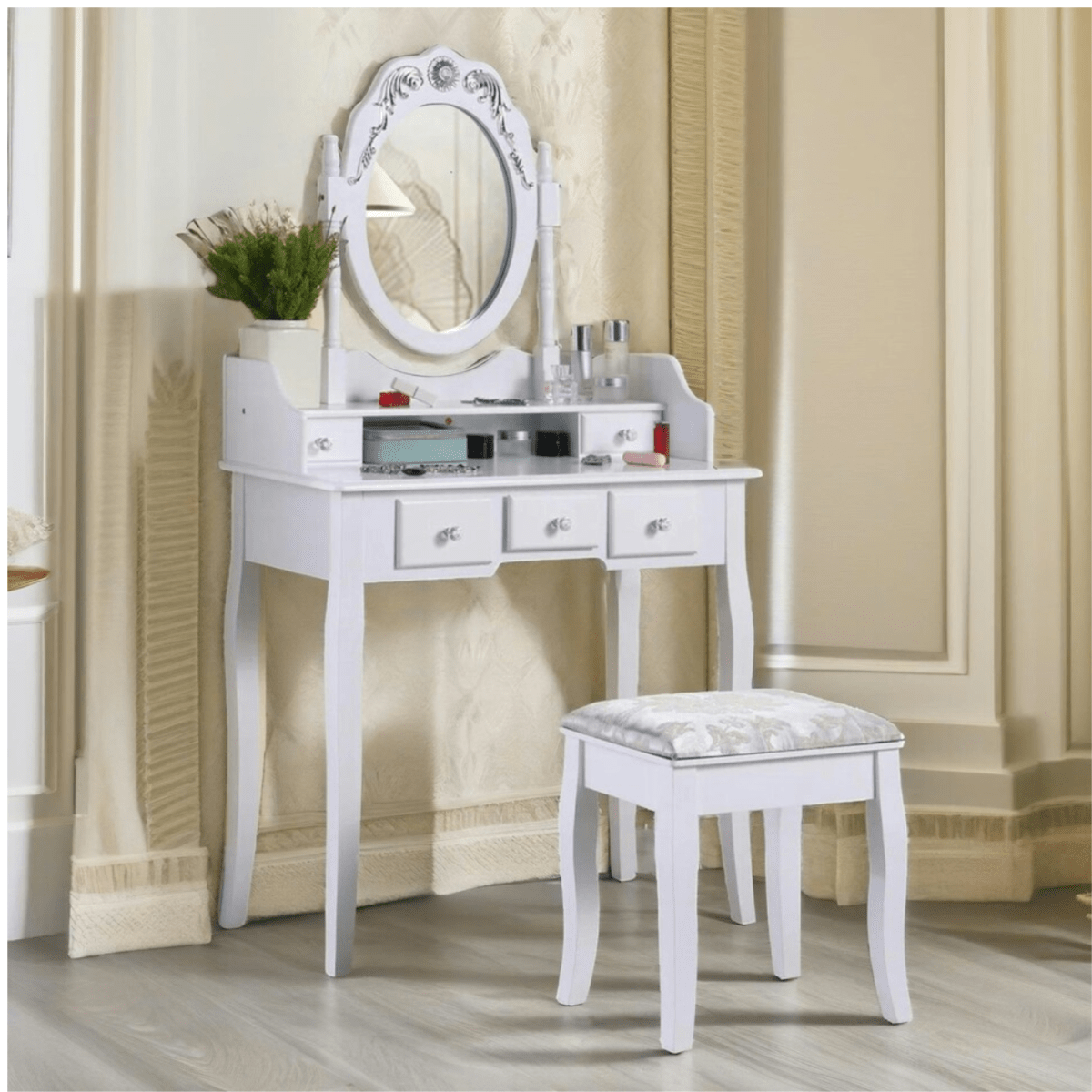 KIT DORMITORIO TOCADOR VICTORIA +  VELADORES PALLAVACINI 2C2