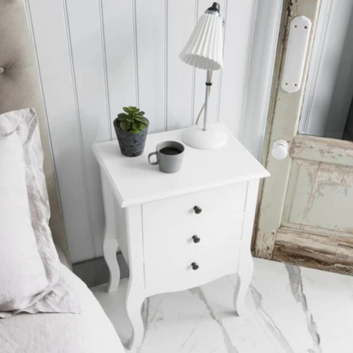 VELADOR DORMITORIO GENOVA 3 CAJONES BLANCO2